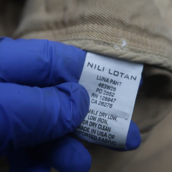 Nili Lotan Womens Luna Pants Size 10 Beige Drop Crotch Linen Blend Trousers - Picture 8 of 13